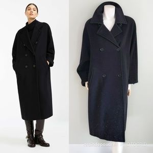 Vtg Classic Black MaxMara Icon Wool Maxi Coat 12